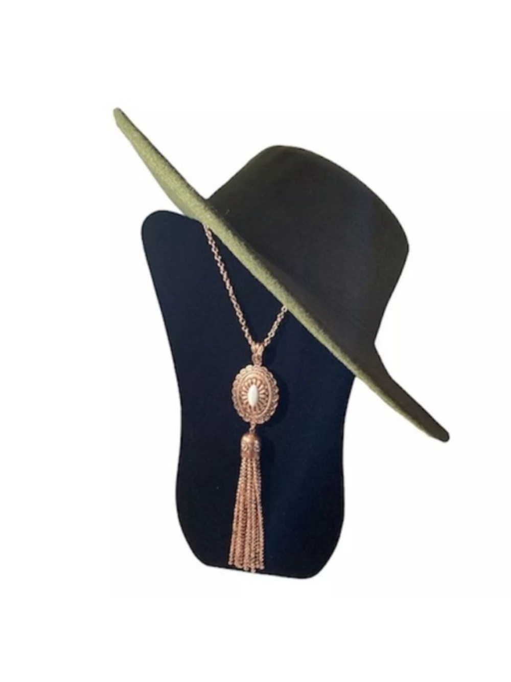 Felt Boho Cowgirl Hat  Black or Green Size 7 to 7 1/8 Fedora Ranchwear Brand New - Picture 10 of 14
